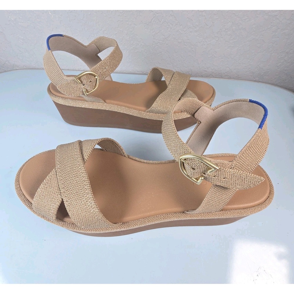 Rothy's The Criss-Cross Lightweight Wedge Platform Sandals Womens Size 11 Aurora